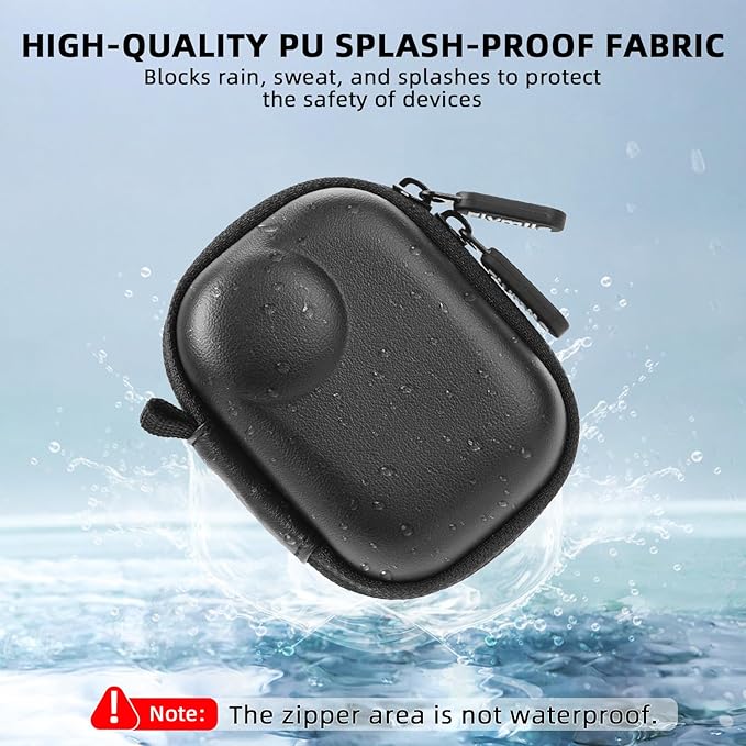 Flymile Small Carrying Case + 2 Pack Screen Protector for Insta360 GO Ultra, PU Hard Portable Travel Storage Bag With Carabiner & Wrist Strap, Tempered Glass Film Protective Lens Cover Accessories Kit