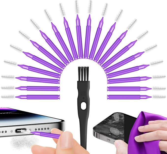 Cleaning Kit for Cell Phone and Headphone Charging Port, USB C, Speaker, Cleaner Tool Fit for iPhone 16 15 14 13 Samsung, Professional Cell Phone Port Cleaning Kit for Lightning & Type C
