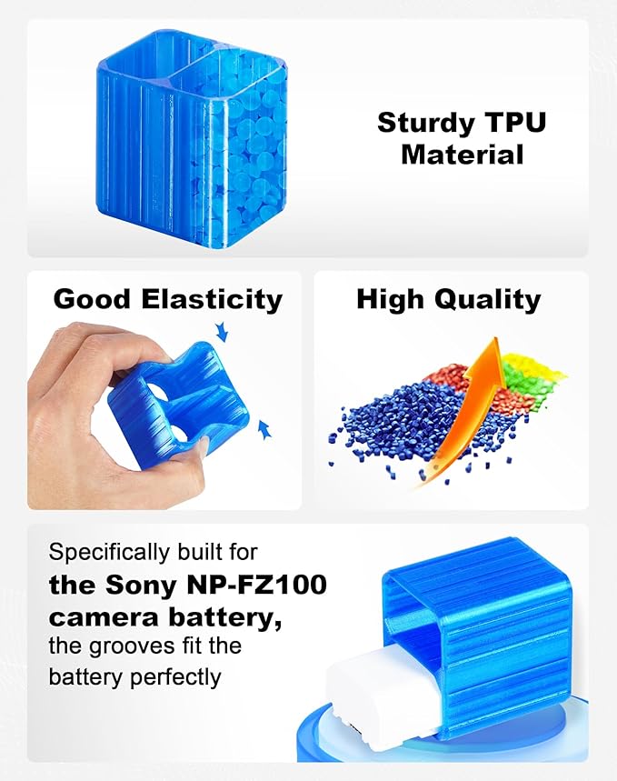 Selens TPU Air Bladder NP-FZ100 Camera Battery Case Bag Box for Sony NP-FZ100 Battery (Blue 2 Sections)