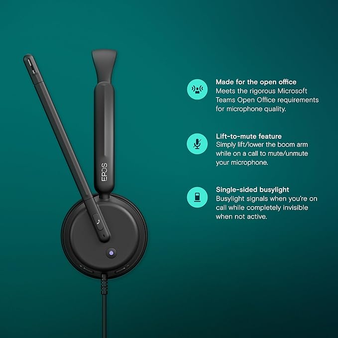 EPOS Impact 430T Mono USB C and USB A On-Ear Headset with Dual Noise-Canceling Mics, Microsoft Teams Certified, Plug-and-Play, Zoom Compatible, Ideal for Home Office & Business Calls