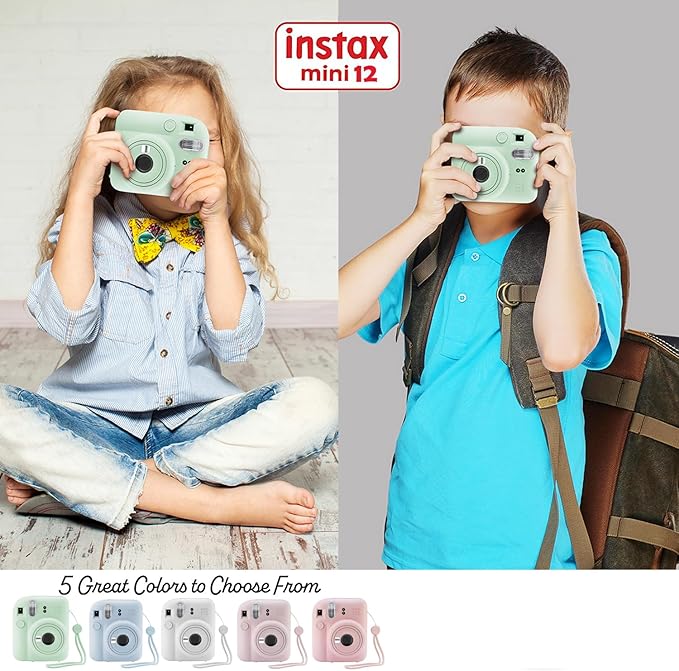 Fujifilm Instax Mini 12 Instant Camera with Case, Decoration Stickers, Frames, Photo Album and More Accessory kit (Mint Green)