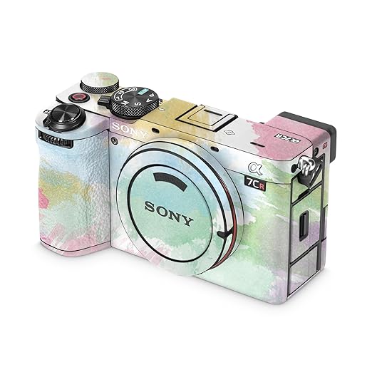 Glossy Glitter Camera Skin Compatible with Sony Alpha 7CR Camera (2023) - Watercolor White - Premium 3M Vinyl Protective Wrap Decal Cover - Easy to Apply | Crafted in The USA by MightySkins