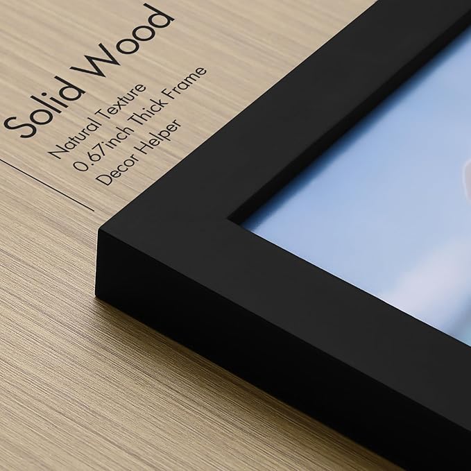Vittanly 12x12 Picture Frame, Made of Solid Wood and Shatterproof Plexiglass, Display Pictures 8x8 with Mat or 12x12 without Mat, Wooden Photo Frame for Wall Mounting, Black, 1 Pack