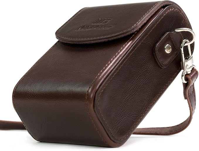 MegaGear Leather Camera Case with Strap, Compatible with Canon PowerShot S120, Nikon Coolpix P340, Panasonic Lumix DMC-ZS50, ZS45, Sony Cyber-shot DSC-RX100 III, IV, V – Brown