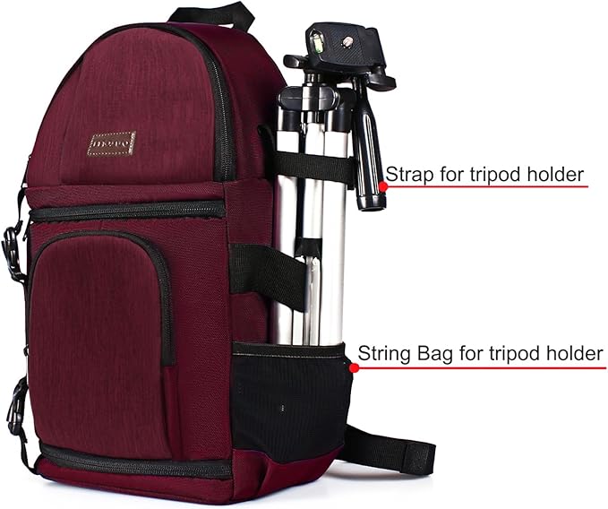 MOSISO Camera Sling Bag, DSLR/SLR/Mirrorless Camera Backpack Case Shockproof Photography Backpack with Tripod Holder & Removable Modular Inserts Compatible with Canon/Nikon/Sony/Fuji, Wine Red