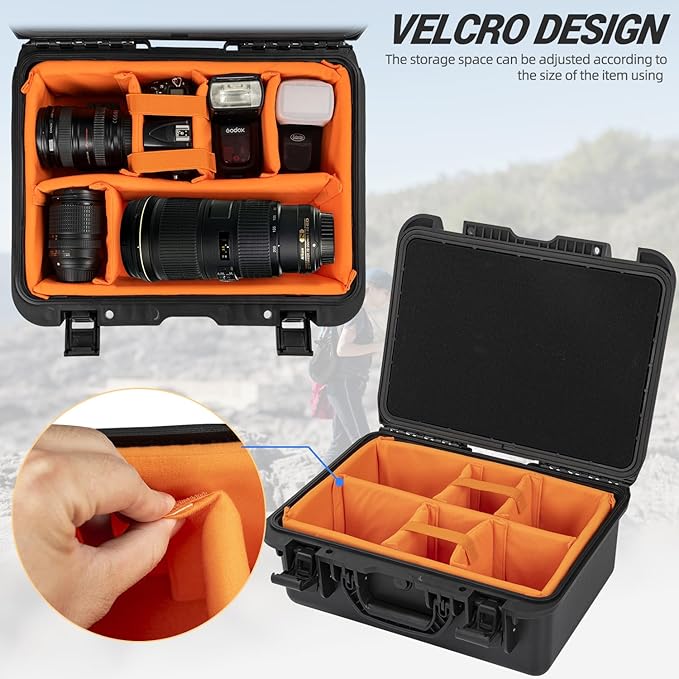 GYXZ Protective Camera Case 16 X 10.6 X 5 Inch Shockproof Water-resistant with Adjustable Dividers (Can hold cameras, pistols, gear, equipment)