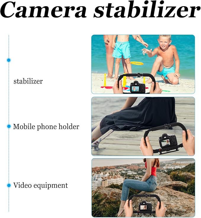 Zerodeko Foldable Dual-Handle Smartphone Video Rig Stabilizer for Handheld Camera Support Bracket, Compatible with Various Smartphones, Professional Video Recording Grip for Vloggers