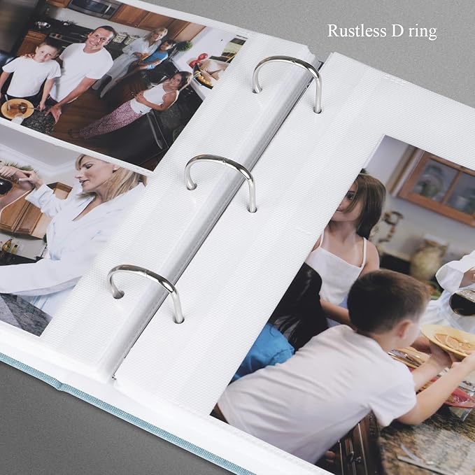 1DOT2 Photo Album 4x6 Photos Hold 200 or 5x7 Pictures Hold 100, 3 Ring Binder Photo Albums Linen Cover with 6-Tab Index Dividers Photo Book Acid Free Albums 4x6 5x7 for Family Wedding Baby (Cyan Blue)