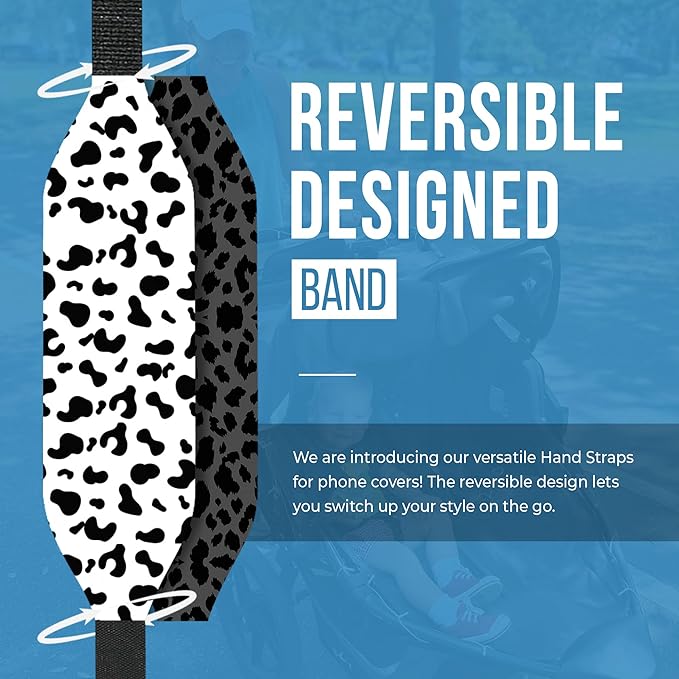 Switchbands Phone Grip Strap - Reversible Finger Holder for Phone Back, Customizable Anti-Slip Design, Wireless Charging Compatible Detachable Holder for iPhone - Leopard Night