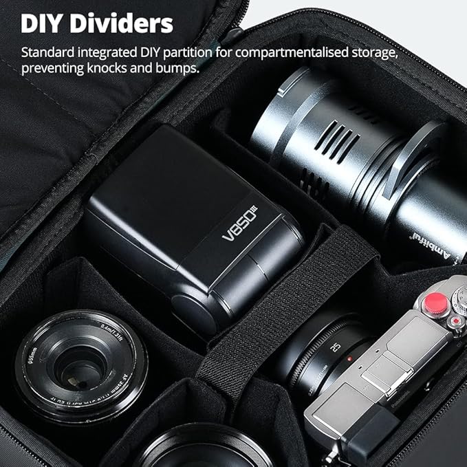 AMBITFUL Water-Resistant Camera Insert Case,with DIY Dividers, Removable Shoulder Strap, Padded Camera Bag,for DSLR SLR Mirrorless, Compatible with Canon Nikon Sony, Black(Om Cube-M)
