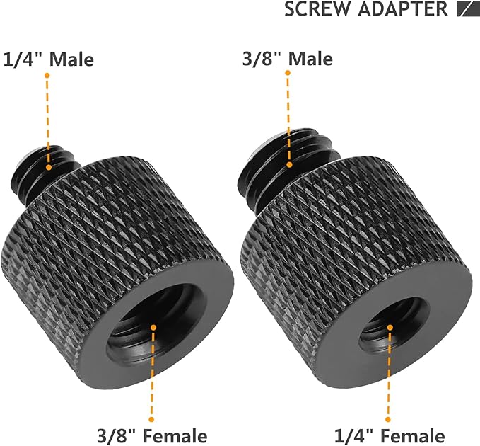 1/4 to 3/8 & 3/8 to 1/4 Camera Tripod Adapter - Male to Female Screw for Camera, Mount, Monitor