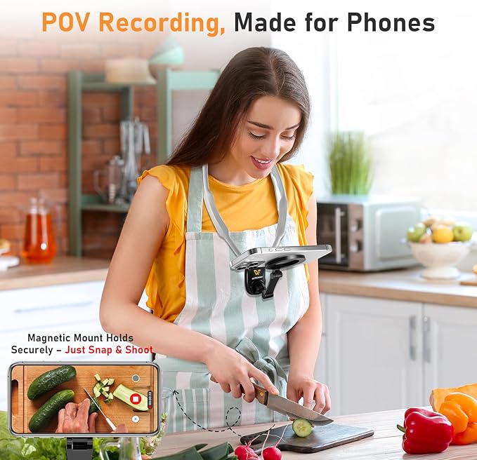 700mm Extended Neck Phone Holder, Hands-Free Magnetic Mount for Vlogging & POV, Longer Than 600mm for Comfort & Wider Angles, Fits MagSafe iPhone Android GoPro etc.
