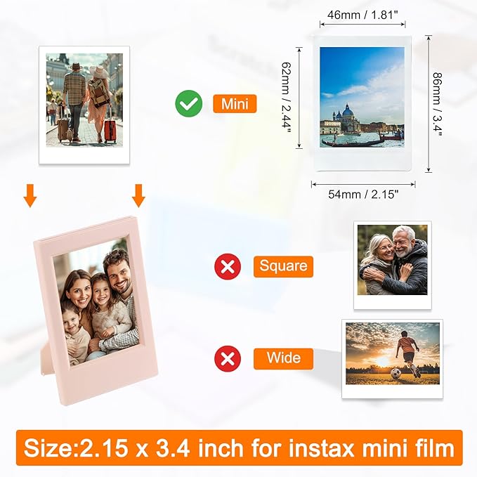 uxcell 5 Pcs Mini Picture Frames 2.4 x 3.6 Inch Rectangle Small Picture Photo Frame Holder for Tabletop Display Photos Paintings Landscape Posters Artwork, Pink
