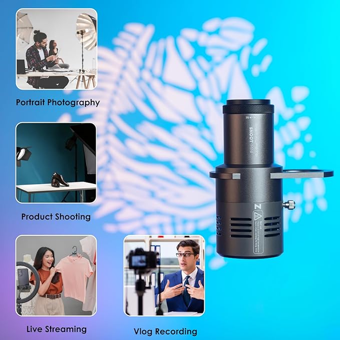 CX100 Mini Optical Snoot Gobos Accessories with ZY Mount Adapter, Spotlight Attachment Shape Light Compatible with ZHIYUN Molus X100,CX100,GodoxG ML100BI,ML100R