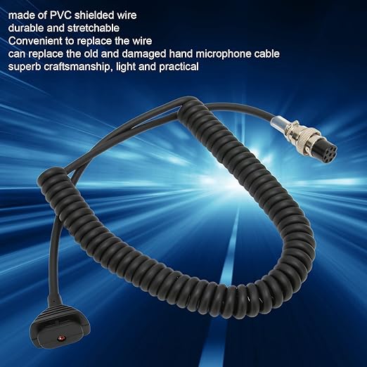 ciciglow Replacement Hand Microphone Cable for DR-03 DR-06 DR-135 DR-235 DR-435 DR-635, Stretchable Speaker Mic Cable Cord Plug and Play