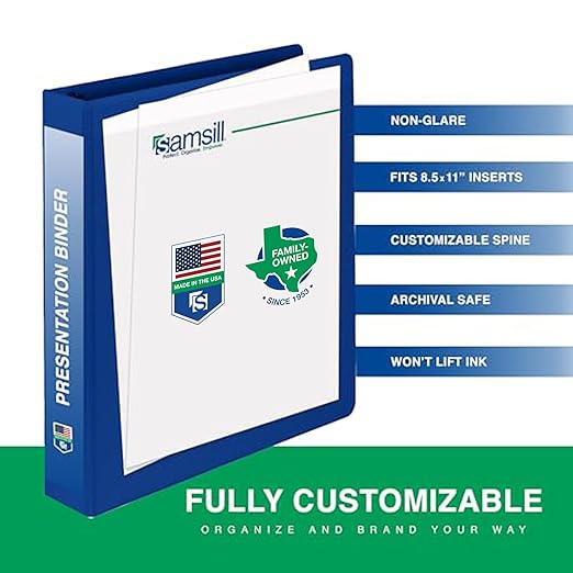 Samsill 3 Inch 3 Ring Binders, Made in USA, Economy Round Ring, Clear View Cover, 550 Sheet Capacity - for School, Home, Office - Blue, 4 Pack