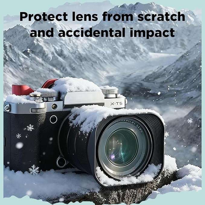 Haoge LH-X33 Lens Hood Metal Square Bayonet for Fujinon XF16-50mm F2.8-4.8 R LM WR,XF33mm F1.4 R WR Lens, Fuji XF 33mm f/1.4 R LM WR Hood Shade