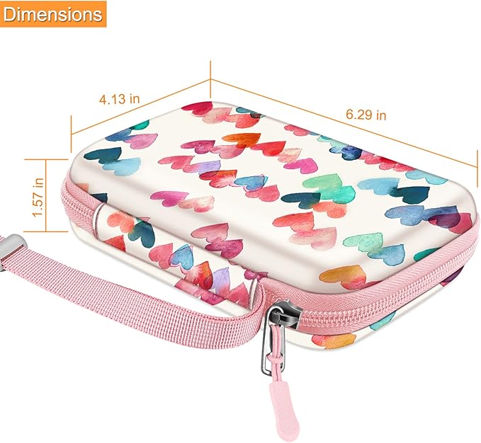 FINTIE Case for HP Sprocket Select/Sprocket Plus Smartphone Printer, Canon Ivy Mini/CLIQ 2/CLIQ+2 Instant Camera - Shockproof Hard Shell Carrying Case, Raining Hearts