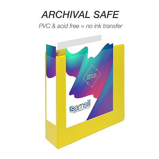 Samsill Durable 2 inch 3 Ring Binder, Made in USA, D Ring Binder, FSC 100% Recycled Chipboard, Yellow