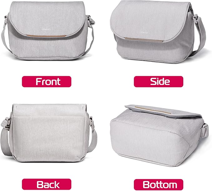 ULANZI 3L Camera Bag, Beige Gray, 9.1x4.3x7.1in, Professional SLR/DSLR Crossbody Shoulder Case for Sony Canon Nikon Mirrorless Cameras, Splash-Proof Polyester Lightweight 235g