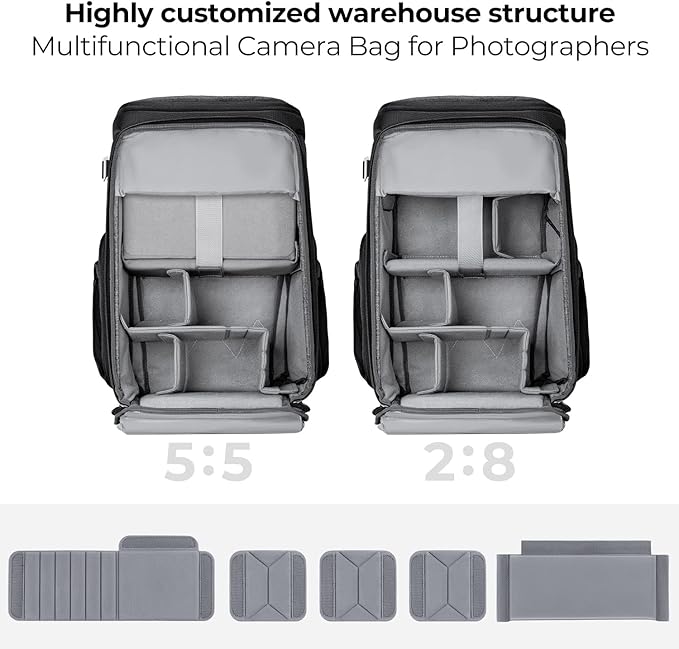 K&F CONCEPT Professional Camera bags for photographers 25L Large Capacity Camera Case Waterproof Photography Camera Backpack for Dslr Cameras