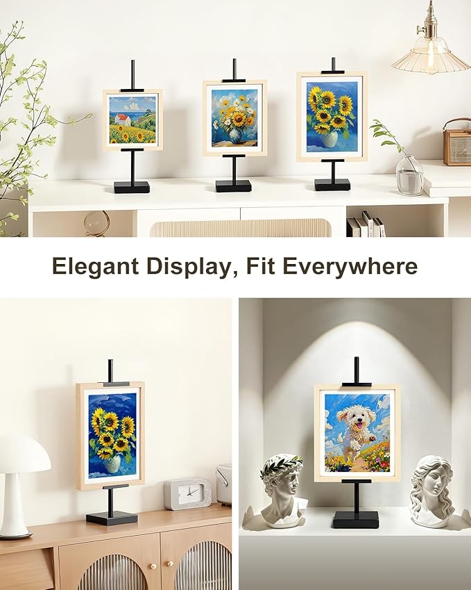 Adjustable Tabletop Easel Stand, Picture Easels for Display Up to 17" H, Black Metal Picture Frame Holder Stand Table for Art, Photo (1 Pack)