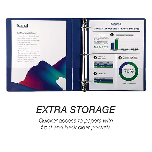 Samsill Durable 1 inch 3 Ring Binder, Made in USA, D Ring Binder, FSC 100% Recycled Chipboard, Blue, 4 Pack