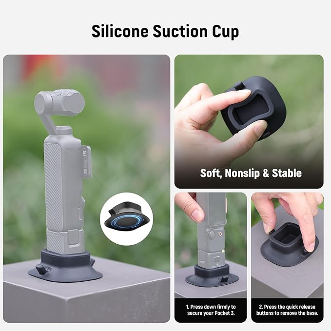 NEEWER Basics AC023 Silicone Holder Base with Suction Cup for Pocket 3, Table Camera Holder ø64 mm Non-Slip Soft Stable, Accessory Compatible with DJI Osmo Pocket 3 Gimbal Camera