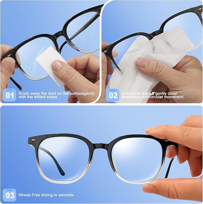 Pikabeast 200 Count Lens Wipes for Eyeglasses, Eyeglass Cleaner Wipes for Cameras, Sunglasses, Phone and Computer - Keep Your Lenses Spotless