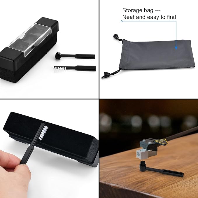 Vinyl Record Cleaner Kit Anti-Static Velvet Pad with Small Stylus Needles Brush Recorders Cleaning Tools for LP Vinyl Album Collection Daily Maintenance Keep Great Sounding Extent Life