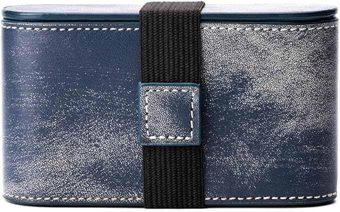 35mm 135 Film Container Storage Box Leather Camera film protection box Storage Carrying Case Bag (Blue-case)