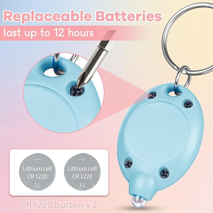 7 Pcs LED Keychain Flashlight Mini Keychain Light Bright Tiny Flashlight Small Portable Flashlight Battery Powered with Key Ring for Outdoor Activities And Emergency Lighting, 7 Light Colors of Shells