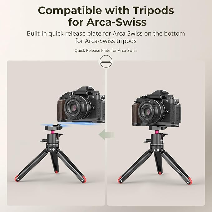SmallRig Z f Wooden Handgrip, L-Shape Grip Holder for Nikon Z f Camera, Retro-Style Side Handle with 1/4"-20 Threaded Hole, Cold Shoe, Quick Release Plate for Arca, Black