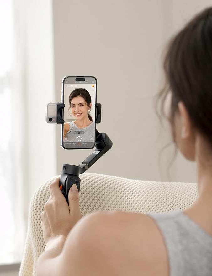 Hohem AI Tracking Sensor with 3-Color Magnetic Fill Light, AI Tracker Compatible with iSteady V3, Cool/Warm/Neutral Light Mode, Smartphone Gimbal Stabilizer Accessories, MTK-L03, Black