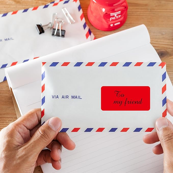 2" x 4" Colored Address Labels, 200 Bright Red Label Stickers- Laser/Ink Jet Printer Mailing Labels, 8.5"x11" 20 per Sheet