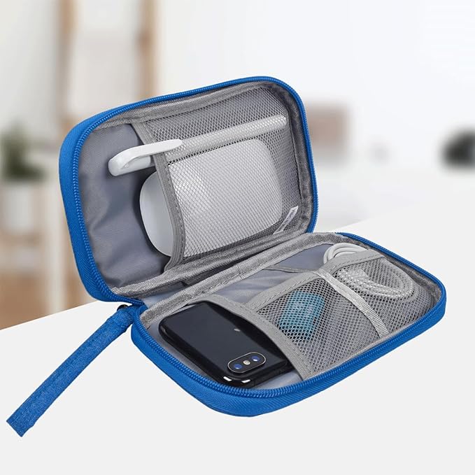 Travel Cord Organizer - Electronics Organizer Case, Cable Organizer Bag Pouch Waterproof Portable Accessories Case for Cord, Charger, Phone, Power Bank, Earphone (Blue)