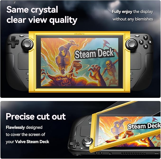 ivoler 2-Pack anti-glare Etched Screen Protector for Steam Deck 7.0''/Steam Deck OLED 7.4'', Matte Anti Glare Tempered Glass with Alignment Frame Anti-Scratch Full Coverage Guard for Steam Deck