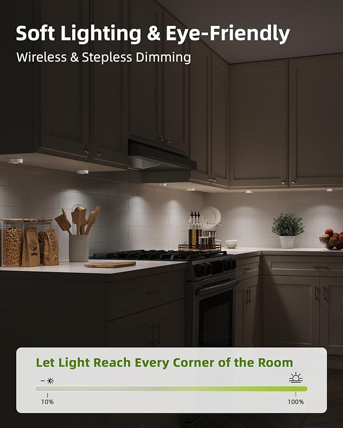 EZVALO LED Puck Lights with Charging Station, Rechargeable Sitck On Tap Lights, Wireless Closet Light, 3 Color Temps, Under Cabinet Lights, 2.5'' Mini Touch Light for Kitchen,Pantry,Shelves(6 Pack)