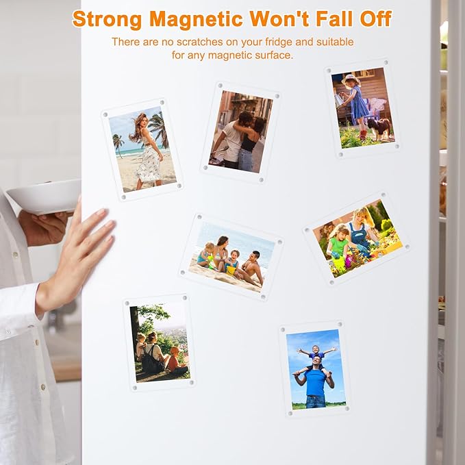 VZZNN 4 Pack Acrylic Magnetic Picture Frames 2.36x3.54 with Removable Magnetic Stand Instax Mini Frame Acrylic Tabletop Photo Frames Magnetic Polaroid Frames 2x3 Picture Frame For Tabletop Home Decor