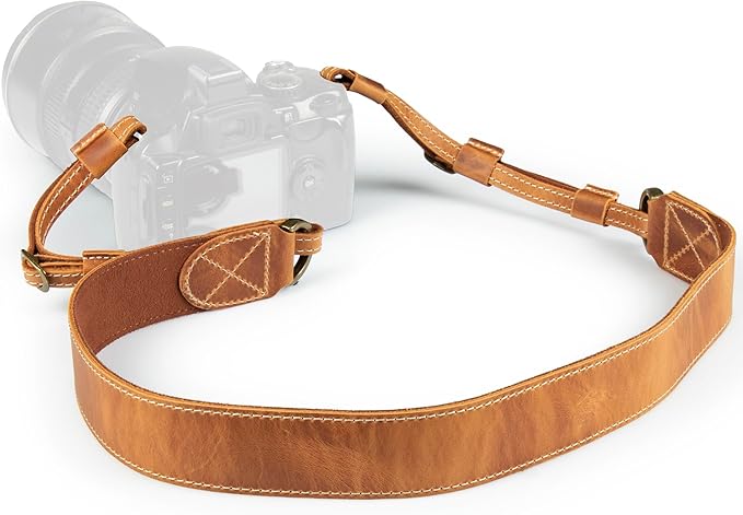 MegaGear Personalized Genuine Leather Camera Strap Custom Engraved DSLR & SLR Shoulder/Neck Strap