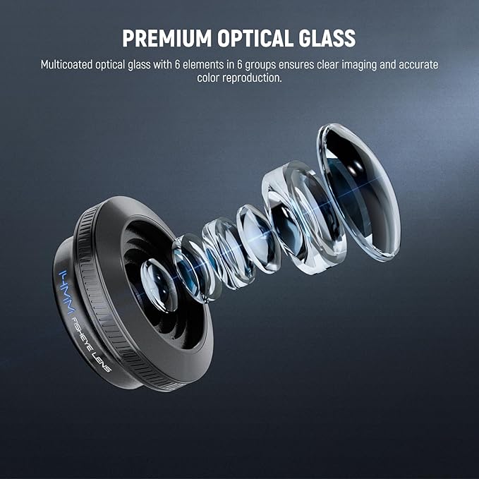NEEWER 170° 14mm VR Fish Eye Lens with 17mm Threaded Lens Clip, Panoramic Fisheye for Live Streaming, Outdoor Landscape, Architecture, Compatible with iPhone 17 16 Pro Max Android S25 Ultra, LS-77