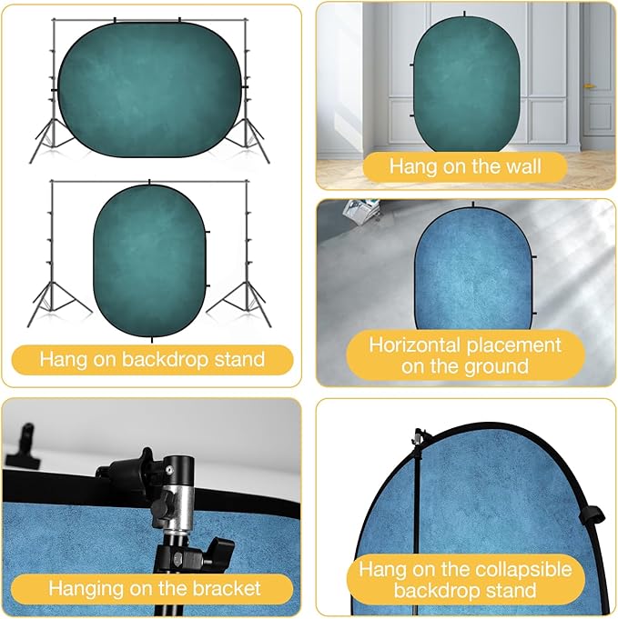 Kate Collapsible Backdrop Pop up Photo Backdrops Foldable Background Portable for Headshot,Portrait Photography,Video,5x6.5ft,Blue/Cyan