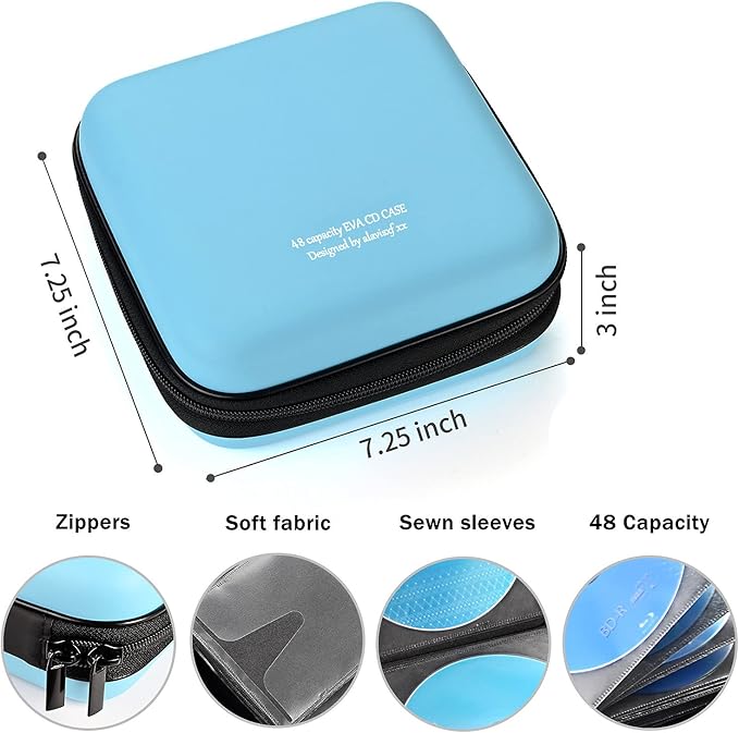 DVD Case, EVA CD Case Holder Storage Organizer Portable Protective DVD Wallet Holder for Car