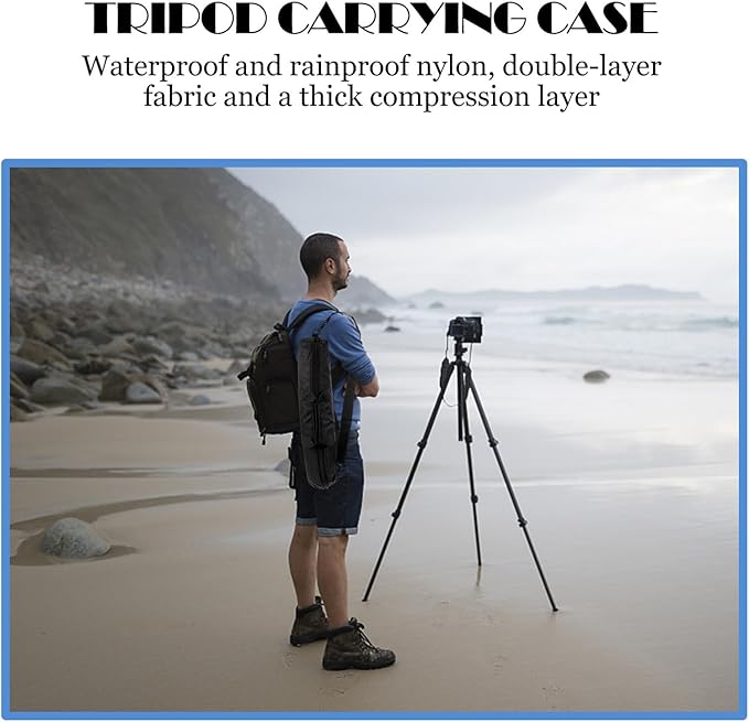 Thickened Tripod Carrying Bag with Padded Sponge Lining Portable Photography Equipment Pouch Lightweight Shoulder Strap Case for Mic Stand and Camera Tripods