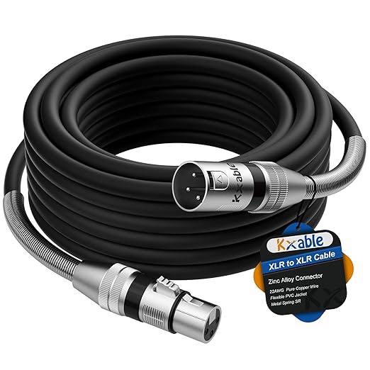 XLR Microphone Cable 10 FT, XLR Male to Female Balanced Mic Cable, 3-Pin Shielded Speaker Cord, Zinc Alloy Connectors, 22AWG Pure Copper, Metal Spring SR, Recording Studio, Podcast, Black