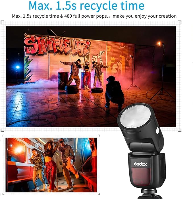 Godox V1-C Flash Speedlite for Canon, 76Ws 2.4G X Wireless TTL 1/8000 HSS Speedlight, 1.5s Recycle, 480 Full Power Flashes with Rechargeable Battery