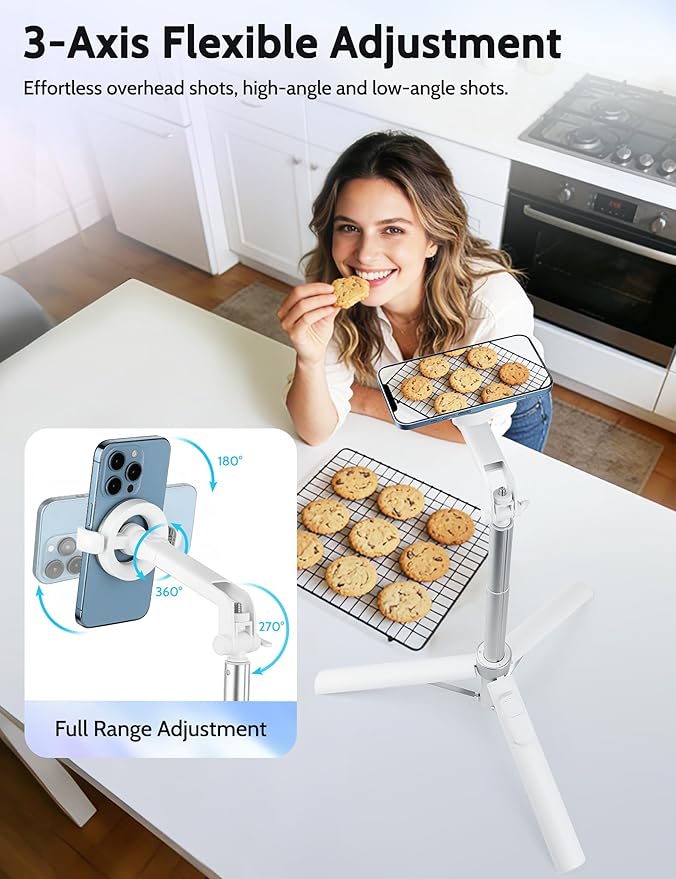 68" Magnetic Tripod for iPhone Magsafe, Phone Tripod & Selfie Stick with Rechargeable Remote for iPhone/Android/Camera, Portable Cell Phone Stand for Video Recording