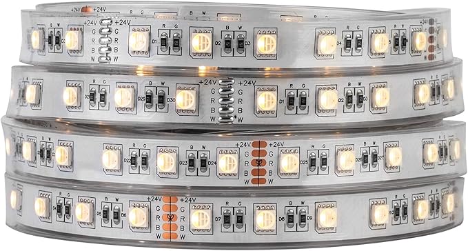 BTF-LIGHTING 5050 RGBW RGB+Warm White(2700K-3000K) 4 Colors in 1 LED Tape Light DC24V 5m 16.4ft 60LED/m Multi-Colored IP67 White 14mm PCB for Bedroom Kitchen Home Decoration(No Adapter or Controller)