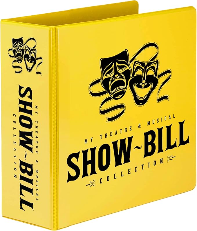 Showbill Binder with Display Sleeves, Holds 8.5” x 5.5” Broadway Programs, Includes 25 Clear Sheet Protectors, D-Ring Organizer for Theatre Memorabilia & Collectibles, Yellow