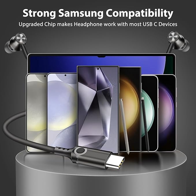 Jiunai USB C Wired Earbuds for iPhone 17 Pro Max 16 15 Plus Headphone with Mic In Ear Magnetic Noise Isolated Stereo AUX Corded Type C Earphone for Samsung Galaxy S26 S25 S24 for iPad Pixel Metal Grey